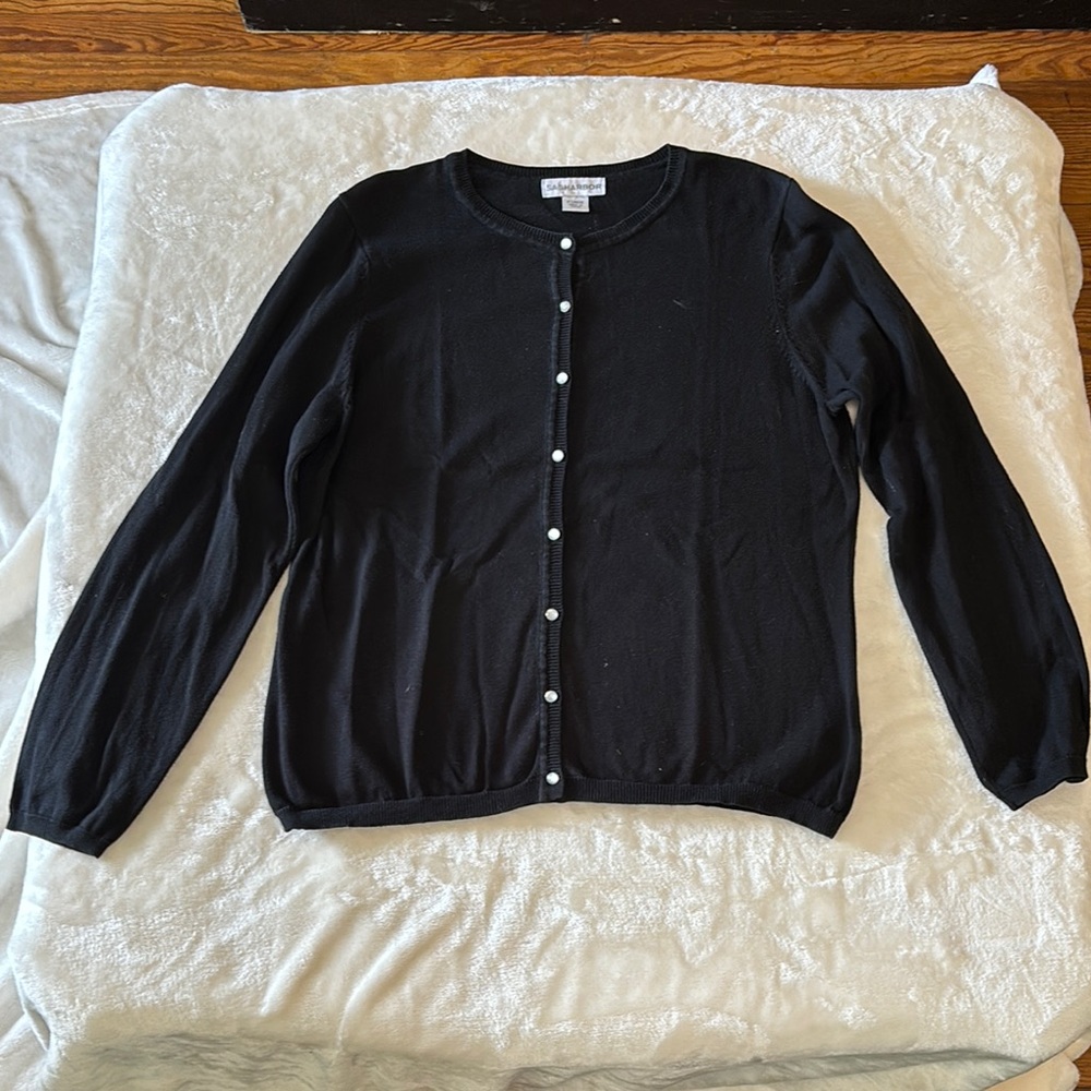 Sag Harbor Black Button-Up Sweater